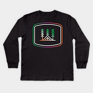 Camping Tree and Tent Kids Long Sleeve T-Shirt